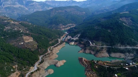 Beautiful landscape view from drone. Th aerial flight over the Dim River Stock Footage 86527034