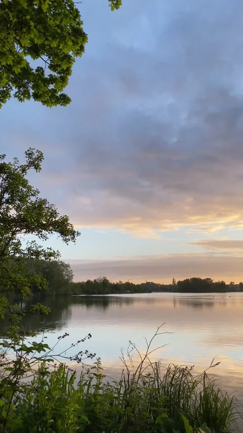 Beautiful landscape with view on a lake. Stock Footage 154204409