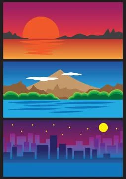 Beautiful Landscape View Vector Illustration Stock Illustration