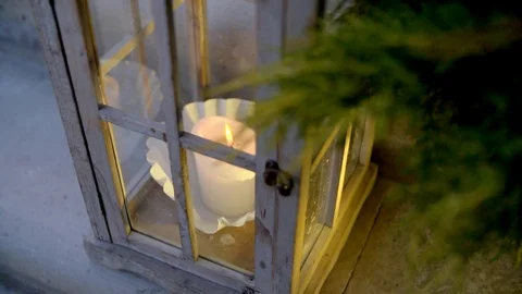 Beautiful Lantern with Candle Stock Footage 103726132