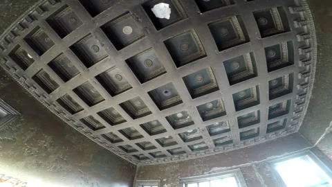 Beautiful large and high ceiling in an old abandoned building, made in the form Stock Footage 160912232