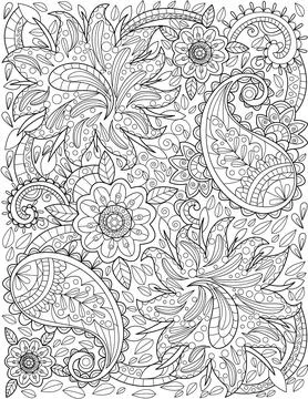 A Beautiful Large Flower Pattern Drawing Growing Slow Surrounded By Delightfully Stock Illustration