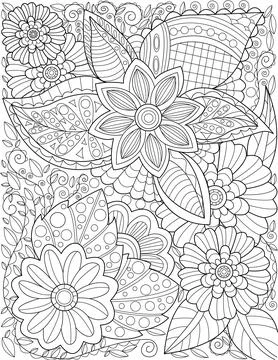 A Beautiful Large Flower Pattern Drawing Growing Slow Surrounded By Delightfully Stock Illustration