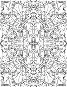 A Beautiful Large Flower Pattern Drawing Growing Slow Surrounded By Delightfully Stock Illustration