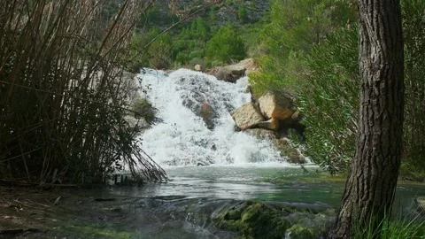 Beautiful large waterfall in a real time. Stock Footage 174897196
