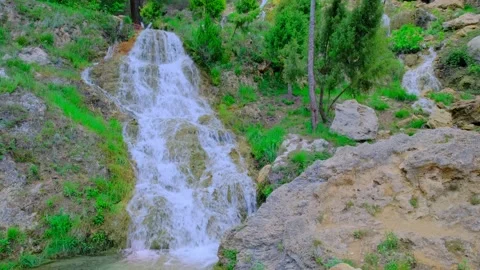 Beautiful large waterfall in a real time. Video stock 195255002