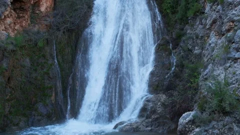 Beautiful large waterfall in a slow motion. Stock Footage 174897524