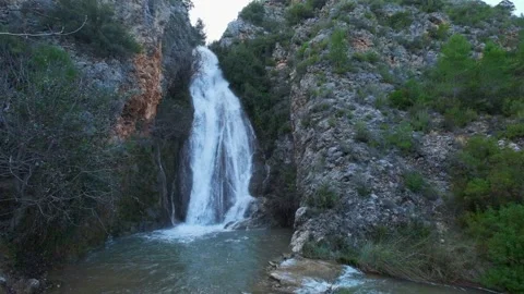 Beautiful large waterfall in a slow motion. Stock Footage 183539641