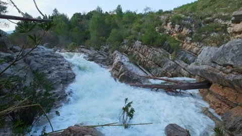 Beautiful large waterfall in a slow motion. Stock Footage 183540921