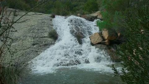 Beautiful large waterfall in a slow motion. Stock Footage 186772919