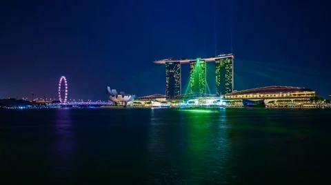 Beautiful Laser And Light Show, Marina Bay Sands 15fps Stock-Footage 54144959