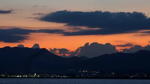 Beautiful Layered Mille-Feuille Sunset Twilight Timelapse in Japan,4K Stock Footage 346534072