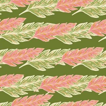 Beautiful leaf seamless pattern. Decoration leaves ornament. Foliage backdrop 스톡 일러스트