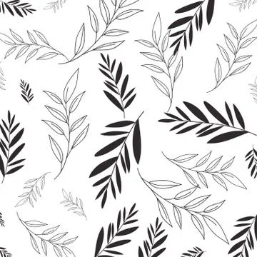 Beautiful leafs pattern background isolated icon Stock Illustration