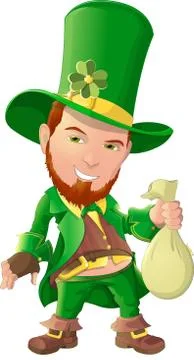 Beautiful leprechaun on white background Stock Illustration