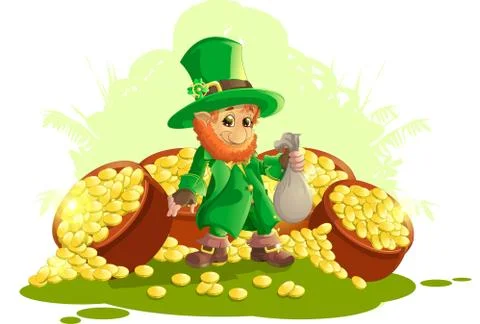Beautiful leprechaun on white background Stock Illustration