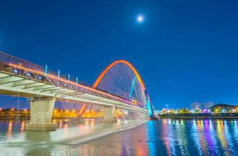Beautiful light bridge and reflection at Daejeon,South Korea. Foto stock