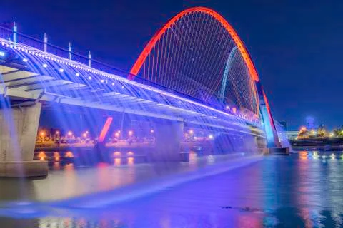 Beautiful light bridge and reflection at Daejeon,South Korea. 스톡 사진