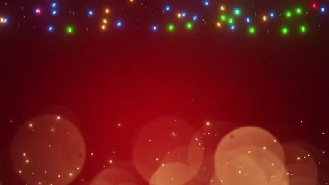 Beautiful light bulb string with bokeh on red background. Stock Footage 223386524