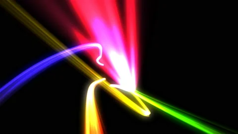 Beautiful Light Colored Abstract Trails Flying Together Isolated on Black 動画素材 112079751