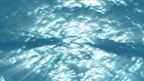 Beautiful light rays under bright blue clear sea loop 3d render Stock Footage 92106422