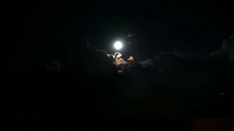 Beautiful Lightning and Full Moon and Clouds at Night Video stock 208935731