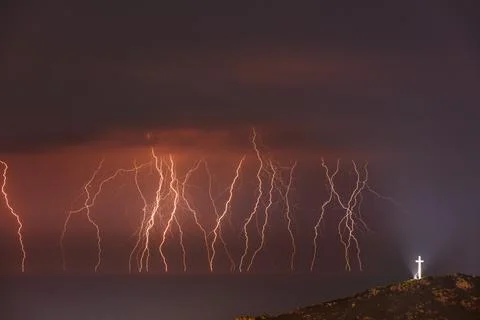 Beautiful Lightning at Night Stock Photos