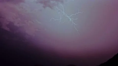 Beautiful Lightning Strikes at Night Stockbeeldmateriaal 202524172