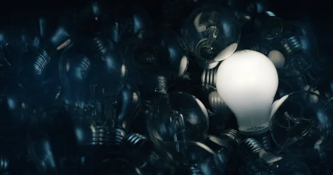 Beautiful lights bulbs heaps top Stock Footage 87564598