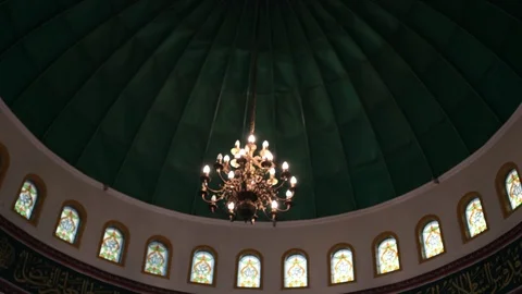 Beautiful lights under the dome of the mosque Stock Footage 119186503