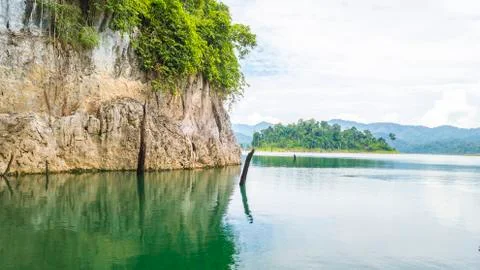 Beautiful limestone mountain with reflection Stock Photos