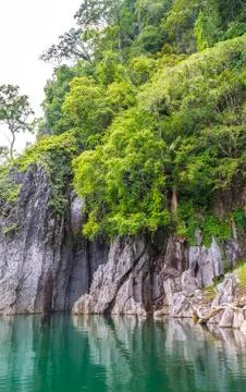 Beautiful limestone mountain with reflection Stock Photos