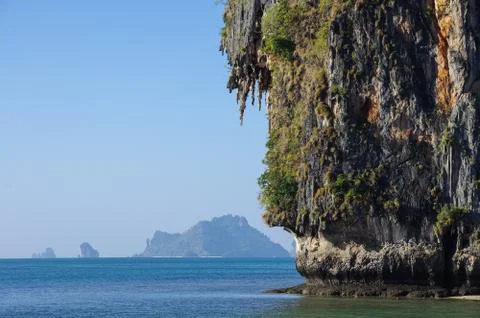 Beautiful limestone rock at Railay beach, Krabi province, Thailand Stock Photos