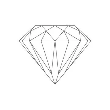 Beautiful line drawing diamond vector illustration isolated on white backgoru Stock Illustration