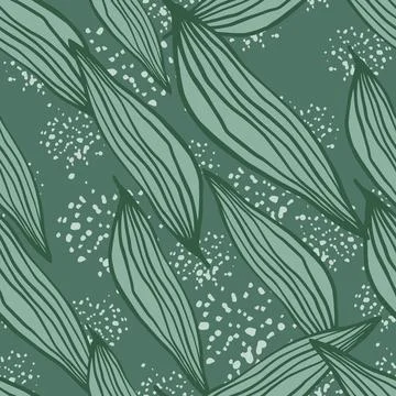 Beautiful line leaves pattern on splash background. Abstract botanical backdr Illustrazione stock