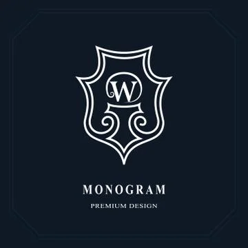 Beautiful line monogram. Elegant emblem. Art logo design. Letter W. Graceful  Illustrazione stock