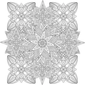 Beautiful linear floral pattern 스톡 일러스트