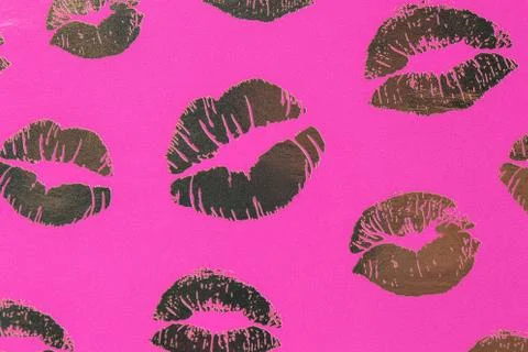 Beautiful lips on a pink background Stock Illustration