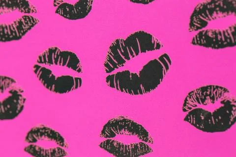 Beautiful lips on a pink background Stock Illustration