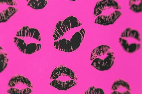 Beautiful lips on a pink background Stock Illustration