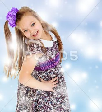 Beautiful little girl with long hair Stock Photos