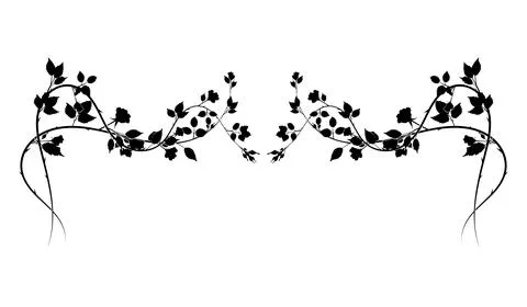 Beautiful long element of rose interlacing thorns Stock Illustration