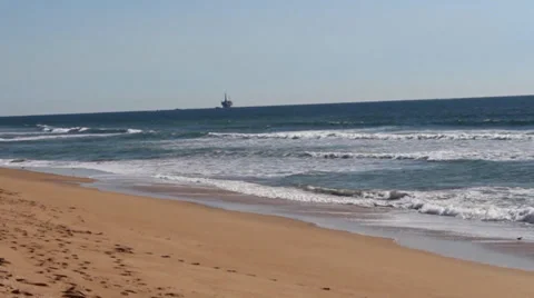 Beautiful Long Shot of Ocean Waves Stock Footage 35297111