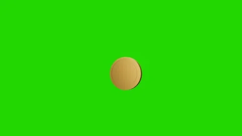 Beautiful loop rotating golden coin, spinning graphic animation on green Stock Footage 243808384