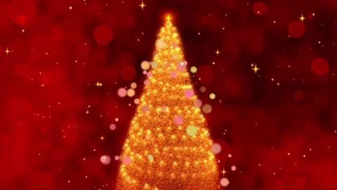 A Beautiful Looping Animation Featuring a Sparkling Christmas Tree Emerging from Stock Footage 317871457