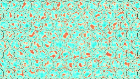 A beautiful looping animation highlights bright teal and orange fluid motion Stock Footage 338017668