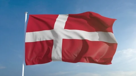 Beautiful looping Denmark flag animation. Alpha, 50fps, Seamless Stockbeeldmateriaal 85823493