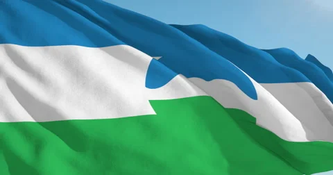Beautiful looping flag blowing in wind: Kabardino Balkaria Stock Footage 62062826