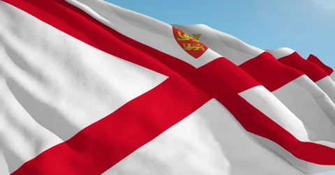 Beautiful looping flag blowing in wind: Jersey Stock Footage 62063119