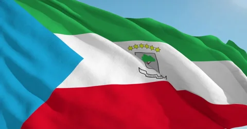 Beautiful looping flag blowing in wind: Equatorial Guinea Stock Footage 62063425